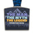 Medal with 'The Man, The Myth, The Legend' text and mountain design on a white background