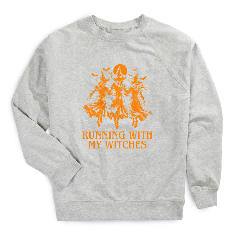 Running Raglan Crew Neck Sweatshirt - Running With My Witches