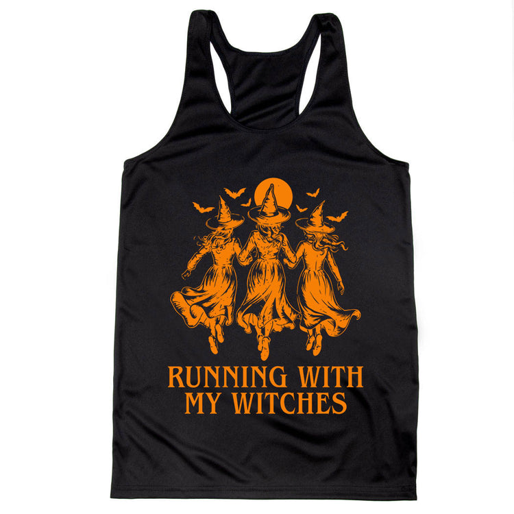 Women's Racerback Performance Tank Top - Running With My Witches