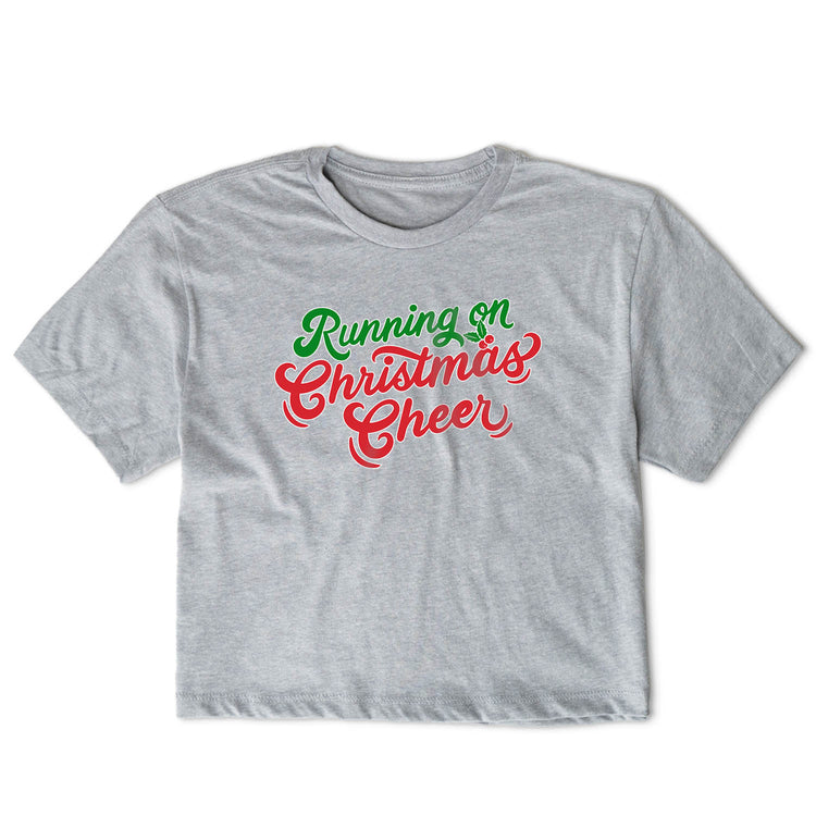 Running Short Sleeve Crop Tee - Running on Christmas Cheer
