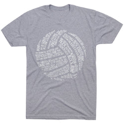 Volleyball T-Shirt Short Sleeve Volleyball Words [Adult XX-Large/Gray] - SS