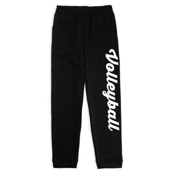 Volleyball Fleece Sweatpants - Volleyball Script (Large) [Black/Youth Large] - SS