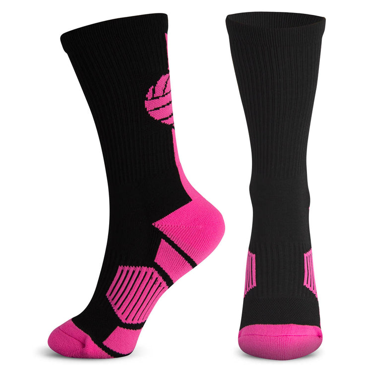 Volleyball Woven Mid-Calf Socks - Superelite (Black/Pink/Fuchsia)