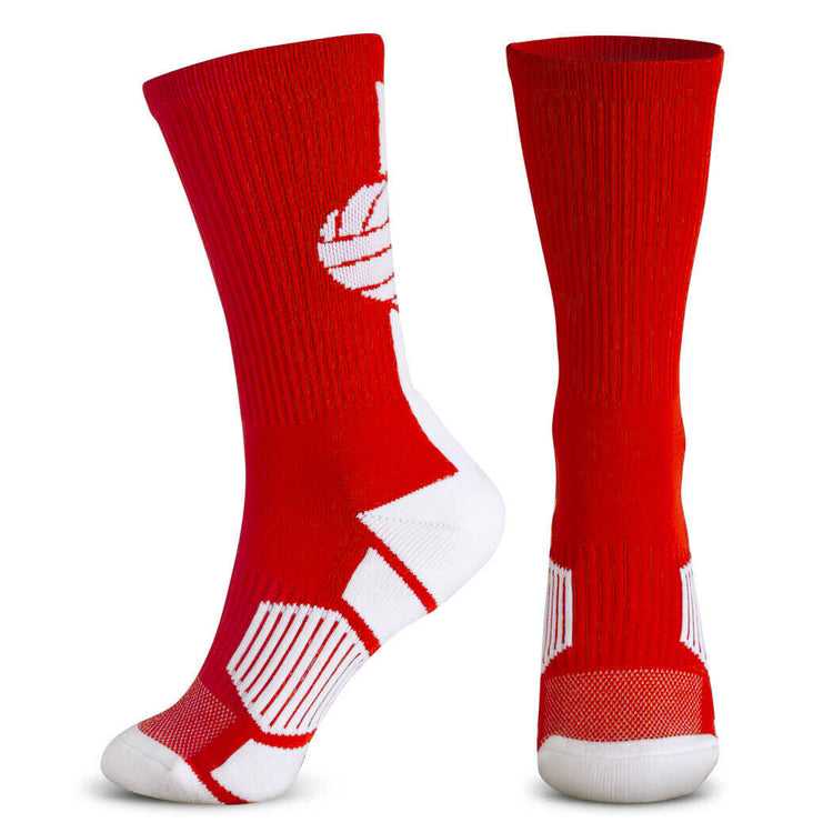 Volleyball Woven Mid-Calf Socks - Superelite (Red/White)