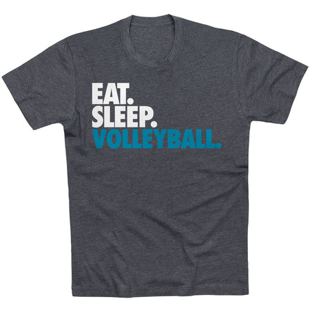 Volleyball T-Shirt Short Sleeve Eat. Sleep. Volleyball. [Adult Small/Charcoal] - SS
