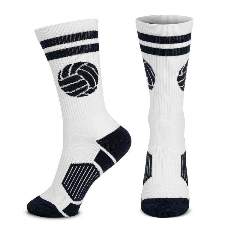 Volleyball Woven Mid-Calf Sock Set - Black & White Victory