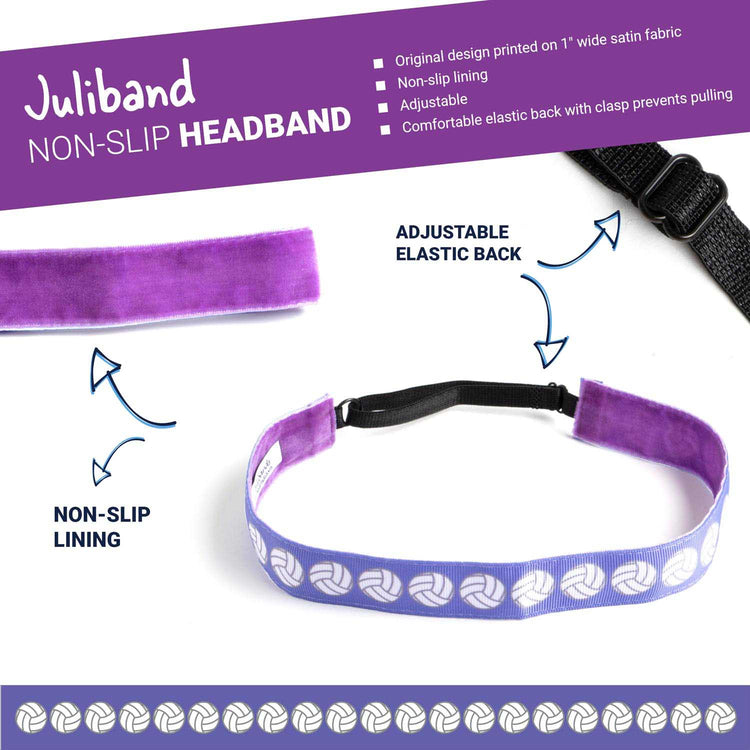 Volleyball Juliband Non-Slip Headband - Volleyball Stripe Lavender