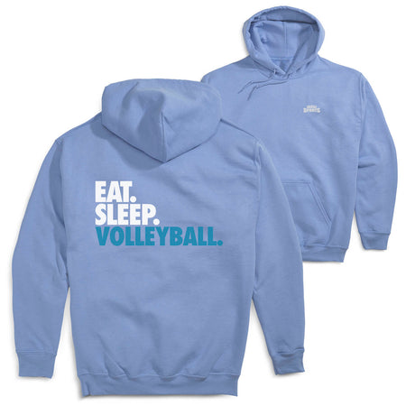 Volleyball Hooded Sweatshirt - Eat. Sleep. Volleyball. (Back Design) [Youth Small/Carolina] - SS