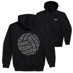 Volleyball Hooded Sweatshirt - Volleyball Words (Back Design) [Adult Small/Black] - SS