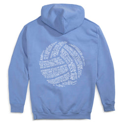 Volleyball Hooded Sweatshirt - Volleyball Words (Back Design) [Carolina/Youth Large] - SS