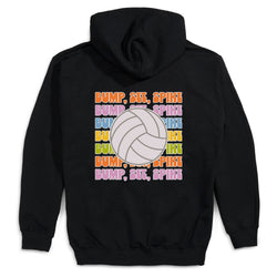 Volleyball Hooded Sweatshirt - Bump, Set, Spike (Back Design) [Black/Youth Large] - SS