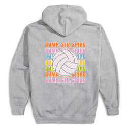 Volleyball Hooded Sweatshirt - Bump, Set, Spike (Back Design) [Gray/Adult Large] - SS