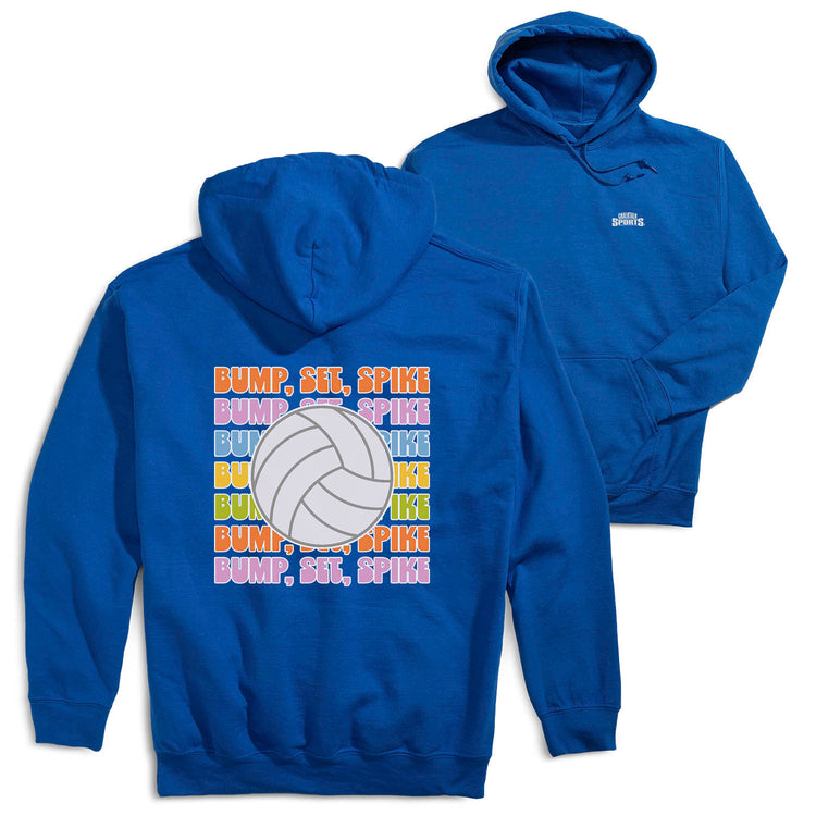 Volleyball Hooded Sweatshirt - Bump, Set, Spike (Back Design) [Adult Small/Royal] - SS