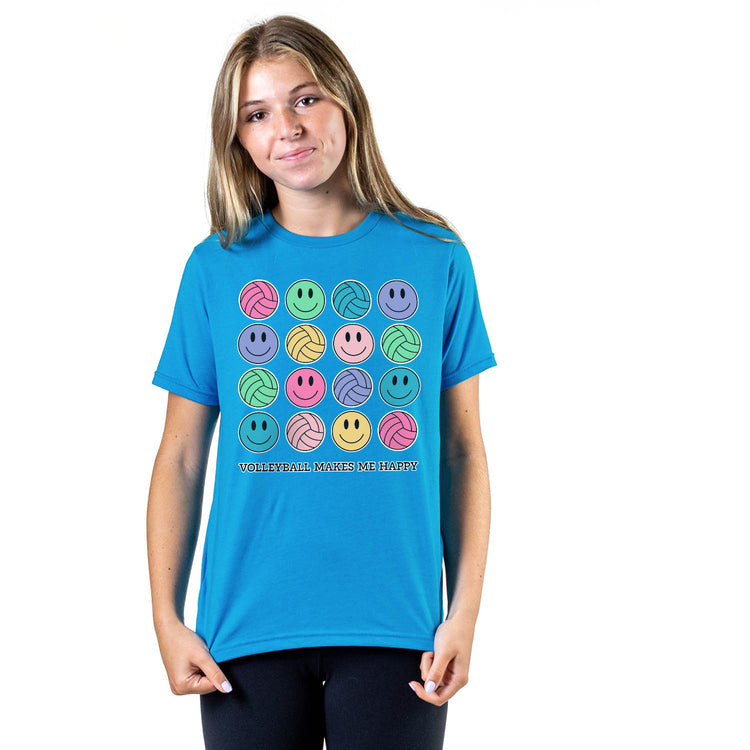 Volleyball Short Sleeve T-Shirt - Volleyball Makes Me Happy