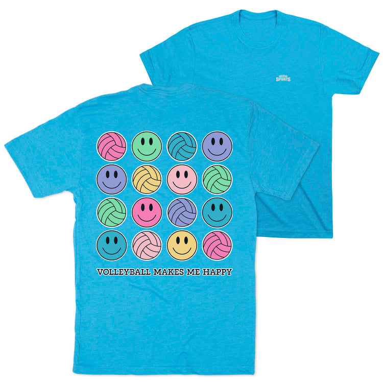 Volleyball Short Sleeve T-Shirt - Volleyball Makes Me Happy (Back Design)