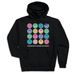 Volleyball Hooded Sweatshirt - Volleyball Makes Me Happy [Adult Large/Black] - SS