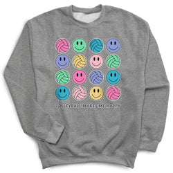 Volleyball Crewneck Sweatshirt - Volleyball Makes Me Happy