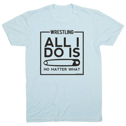 Wrestling Tshirt Short Sleeve All I Do Is Pin [Youth Medium/Light Blue] - SS