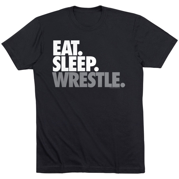 Wrestling T-shirt Short Sleeve Eat. Sleep. Wrestle. [Black/Adult Medium] -SS