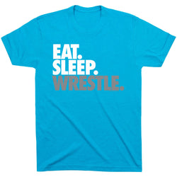 Wrestling T-shirt Short Sleeve Eat. Sleep. Wrestle. [Adult Large/Turquoise] - SS