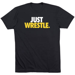 Wrestling Tshirt Short Sleeve Just Wrestle [Black/Adult Medium] -SS