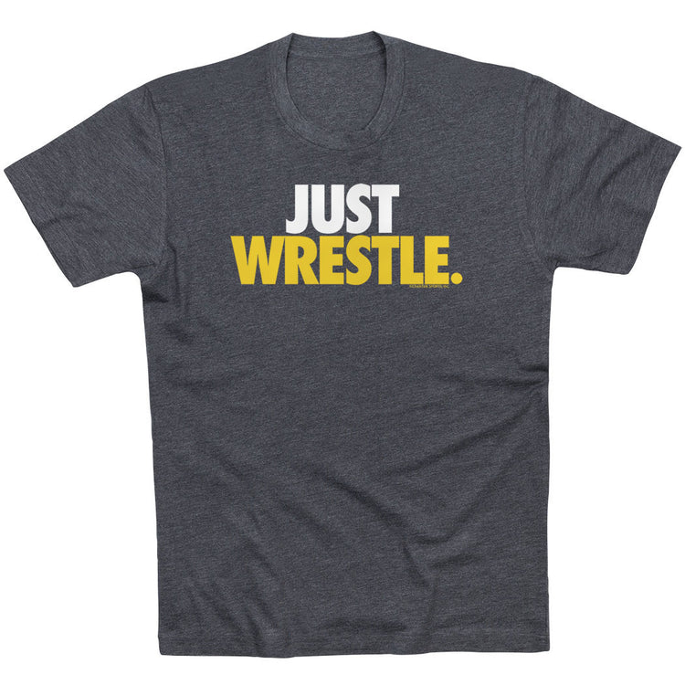 Wrestling Tshirt Short Sleeve Just Wrestle [Charcoal/Youth Medium] - SS
