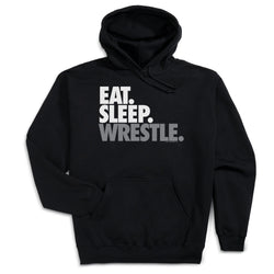Wrestling Hooded Sweatshirt - Eat Sleep Wrestle (Stack) [Black/Adult Large] - SS