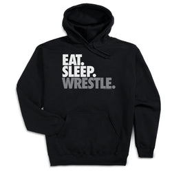 Wrestling Hooded Sweatshirt - Eat Sleep Wrestle (Stack) [Youth Large/Black] - SS