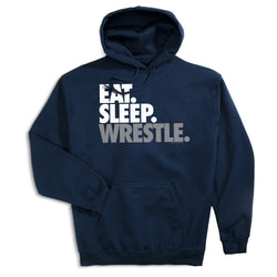 Wrestling Hooded Sweatshirt - Eat Sleep Wrestle (Stack) [Adult Medium/Navy] - SS