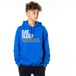 Wrestling Hooded Sweatshirt - Eat Sleep Wrestle (Stack) [Royal/Adult XX-Large] - SS