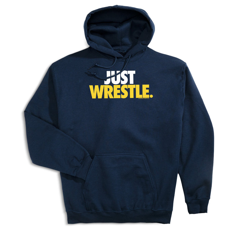 Wrestling Hooded Sweatshirt - Just Wrestle [Youth Small/Navy] - SS