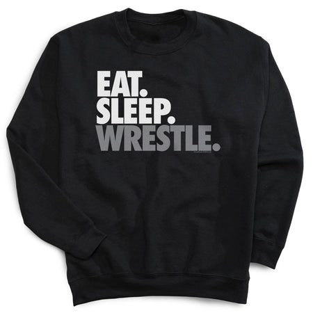 Wrestling Crew Neck Sweatshirt - Eat Sleep Wrestle (Stack) [Adult Medium/Black] - SS