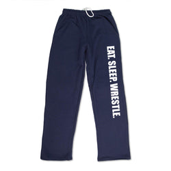 Wrestling Fleece Sweatpants - Eat Sleep Wrestle [Adult Small/Navy] - SS