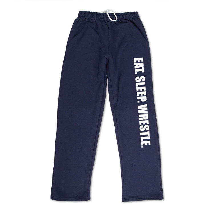 Wrestling Fleece Sweatpants - Eat Sleep Wrestle [Adult Small/Navy] - SS