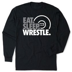 Wrestling Tshirt Long Sleeve - Eat. Sleep. Wrestle [Black/Youth Medium] - SS