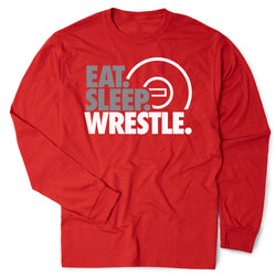 Wrestling Tshirt Long Sleeve - Eat. Sleep. Wrestle [Red/Adult Large] - SS
