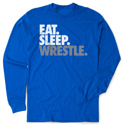 Wrestling Tshirt Long Sleeve - Eat. Sleep. Wrestle [Adult Large/Royal] - SS