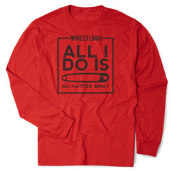 Wrestling Tshirt Long Sleeve - All I Do Is Pin [Youth Medium/Red] - SS