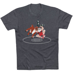 Wrestling T-Shirt Short Sleeve - Wrestling Reindeer [Adult Large/Charcoal] - SS