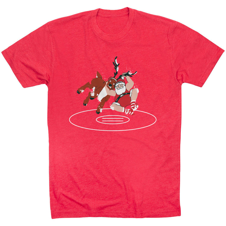 Wrestling T-Shirt Short Sleeve - Wrestling Reindeer [Red/Adult Medium] - SS