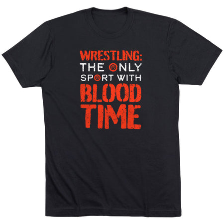 Wrestling T-Shirt Short Sleeve - Blood Time [Black/Adult Medium] - SS