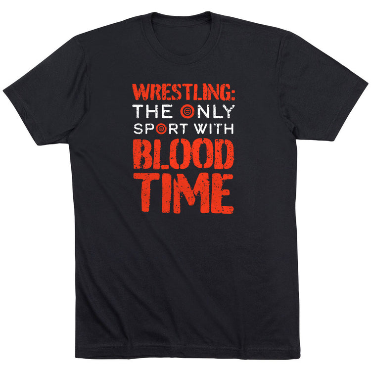 Wrestling T-Shirt Short Sleeve - Blood Time [Black/Adult Medium] - SS