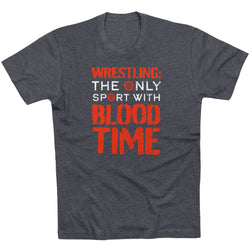Wrestling T-Shirt Short Sleeve - Blood Time [Adult Small/Charcoal] - SS