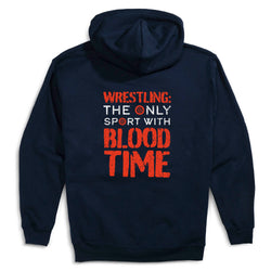 Wrestling Hooded Sweatshirt - Blood Time (Back Design) [Navy/Youth Large] - SS