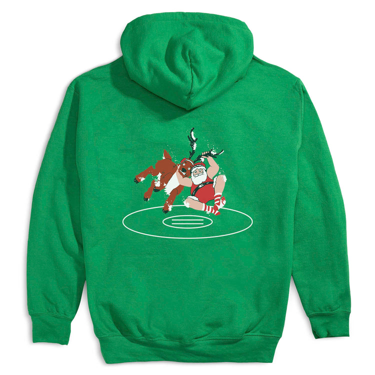 Wrestling Hooded Sweatshirt - Wrestling Reindeer (Back Design)