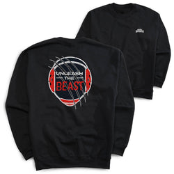 Wrestling Crewneck Sweatshirt - Unleash The Beast (Back Design) [Youth Large/Black] - SS