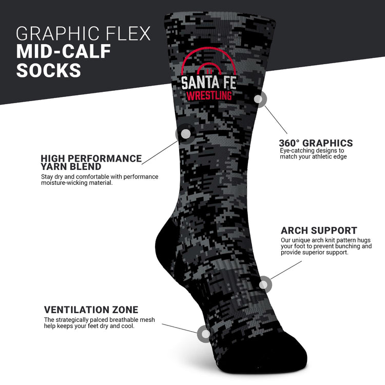 Custom Team Graphic Flex Mid-Calf Socks - Wrestling