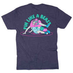 Wrestling Short Sleeve T-Shirt - Pin Like a Beast (Back Design)