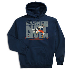 Wrestling Hooded Sweatshirt - Earned Not Given [Navy/Adult Small] - SS