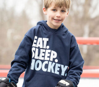 Hockey Hooded Sweatshirt - Hockey Player Sketch | Black, AXL, Male | Hockey Hoodies | ChalkTalkSPORTS